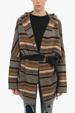 Striped Maxi Cardigan with Belt