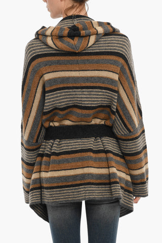 Maxi Cardigan a Righe con Cintura