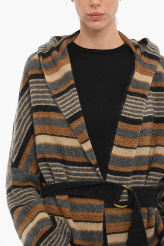 Maxi Cardigan a Righe con Cintura