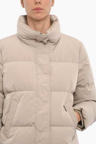 Solid Color PUFFY Down Jacket with 2-Pockets and Hidden Closure