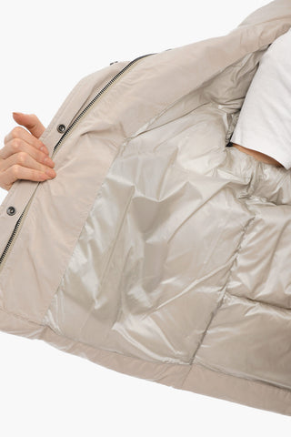 Solid Color PUFFY Down Jacket with 2-Pockets and Hidden Closure