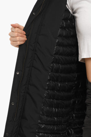 Solid Color PAGE Down Jacket with Hood and Hidden Closure