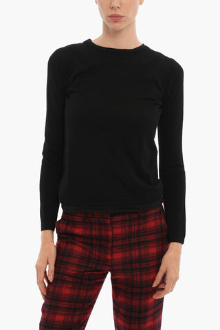 Wool Crew-neck Sweater with Cotton Lining