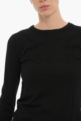 Wool Crew-neck Sweater with Cotton Lining