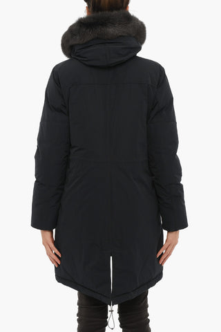 Solid Color MILITARY Down Jacket with Real Fur Details