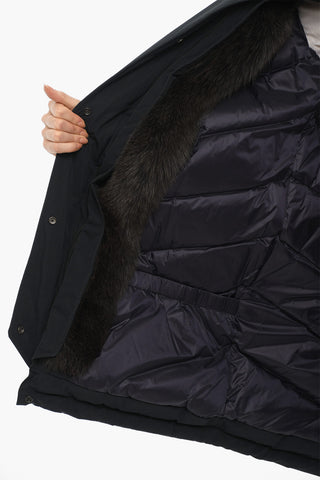 Solid Color MILITARY Down Jacket with Real Fur Details