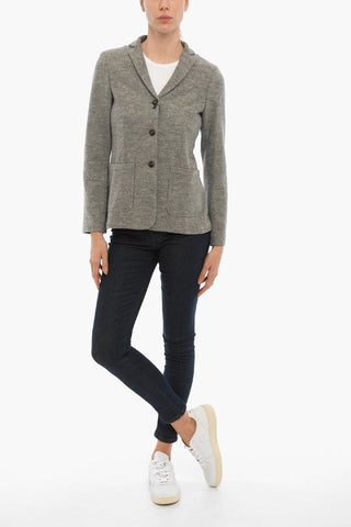 Virgin Wool Center Vent Notch Lapel 3-Button Blazer