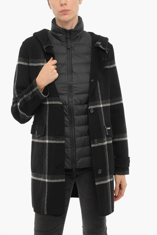 Plaid Motif MARCY Coat with Removable Sleeveless Down Jacket