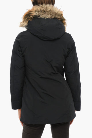 Solid Color ARCTIC PARKA Down Jacket with Hidden Closure and Faux Fur Detail