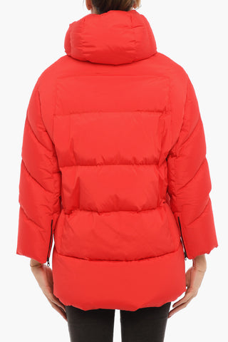 Solid Color AURORA Down Jacket with Snap Buttons and Removable Hood