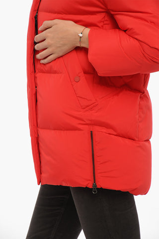 Solid Color AURORA Down Jacket with Snap Buttons and Removable Hood