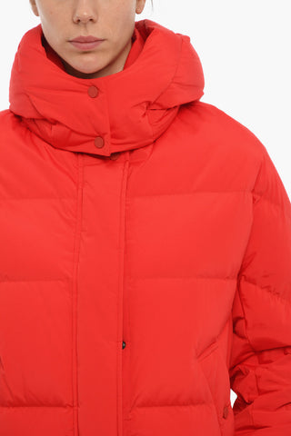 Solid Color AURORA Down Jacket with Snap Buttons and Removable Hood
