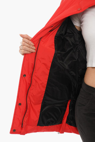 Solid Color AURORA Down Jacket with Snap Buttons and Removable Hood