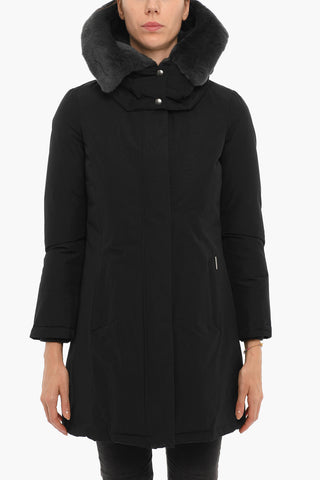 Cotton Blend BOW BRIDGE Down Jacket with Real Fur