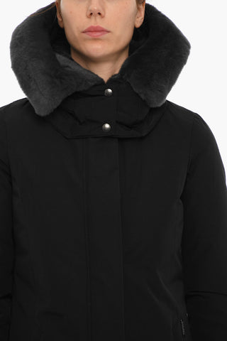Cotton Blend BOW BRIDGE Down Jacket with Real Fur