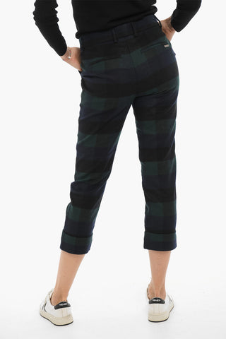 Buffalo Checked Cuffed Hem Wool Blend Pants