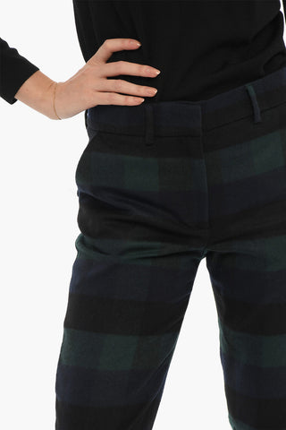 Buffalo Checked Cuffed Hem Wool Blend Pants