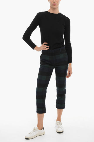 Buffalo Checked Cuffed Hem Wool Blend Pants