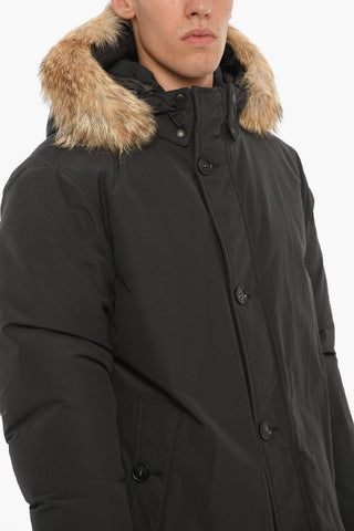 Cotton and Nylon SOUTH BAY Down Jacket with Real Fur Finishes