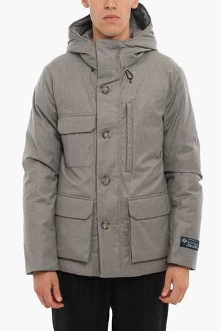 THE TETON Virgin Wool LP MOUNTAIN Down Jacket with Hood and Hidden Closure