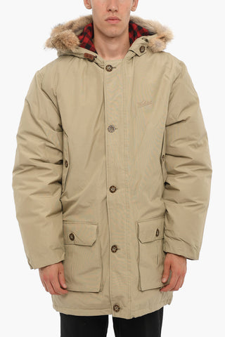 Solid Color MNS ARCTIC Utility Down Jacket with Real Fur Detail