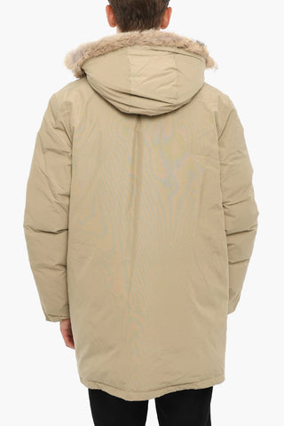 Solid Color MNS ARCTIC Utility Down Jacket with Real Fur Detail