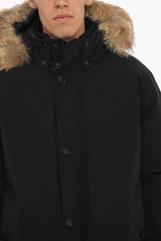 Cotton and Nylon SOUTH BAY Down Jacket with Real Fur Finishes