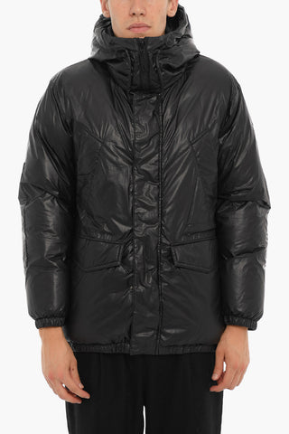 Solid Color HI-LOFT MAFFLE Down Jacket with Hood and Hidden Closure