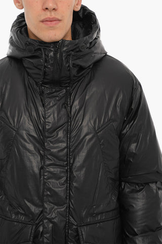 Solid Color HI-LOFT MAFFLE Down Jacket with Hood and Hidden Closure