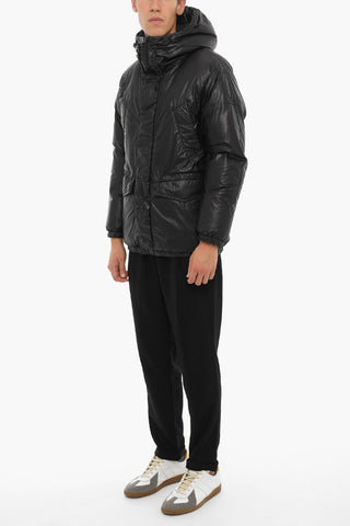 Solid Color HI-LOFT MAFFLE Down Jacket with Hood and Hidden Closure