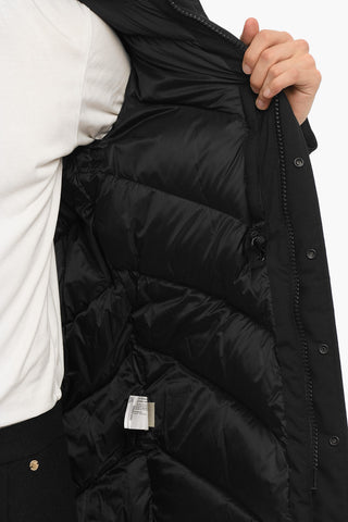 THE TETON Solid Color Utility Down Jacket with Hidden Closure and Real Fur Detail