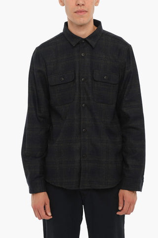 Two-Tone Wool Blend Shirt with Double Breast Pocket
