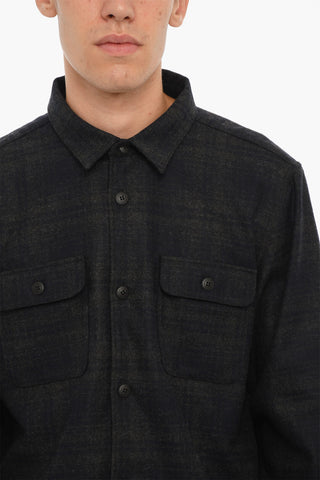 Two-Tone Wool Blend Shirt with Double Breast Pocket