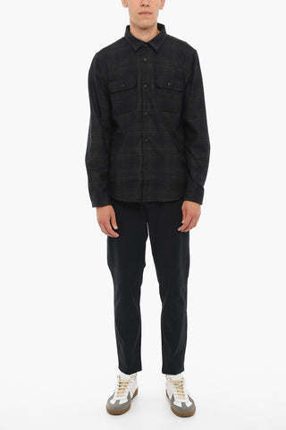 Two-Tone Wool Blend Shirt with Double Breast Pocket