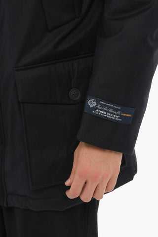 Piumino in Twill di Lana Vergine e Seta