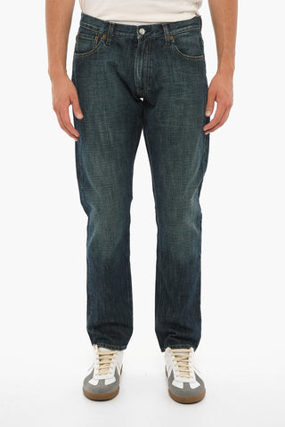 Regular Waist Jeans with Visible Stitching 18cm