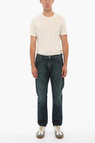 Regular Waist Jeans with Visible Stitching 18cm