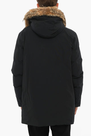 Cotton and Nylon SOUTH BAY Down Jacket with Real Fur Finishes