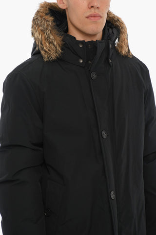 Cotton and Nylon SOUTH BAY Down Jacket with Real Fur Finishes