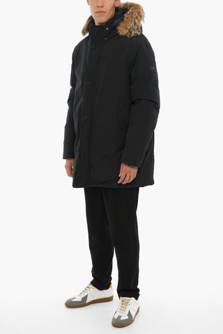Cotton and Nylon SOUTH BAY Down Jacket with Real Fur Finishes