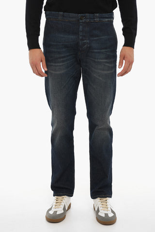 Jeans in Denim Stretch con Abbottonatura Frontale 18cm