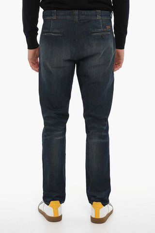 Jeans in Denim Stretch con Abbottonatura Frontale 18cm