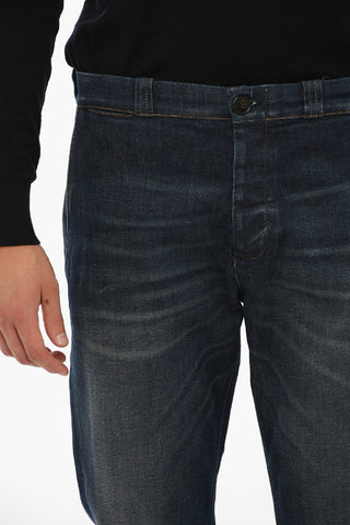 Jeans in Denim Stretch con Abbottonatura Frontale 18cm