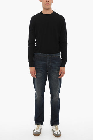 Jeans in Denim Stretch con Abbottonatura Frontale 18cm