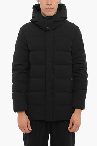 Solid Color SIERRA LONG Down Jacket with Removable Hood and Hidden Closure
