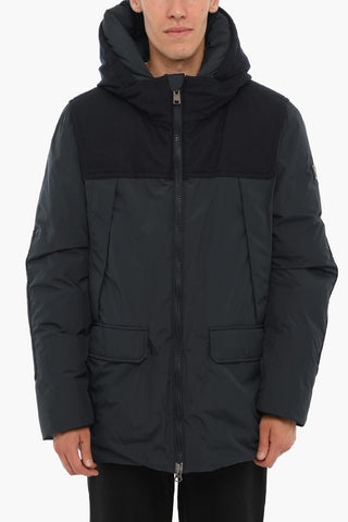 Wool Details Down Jacket with Patch Pocket