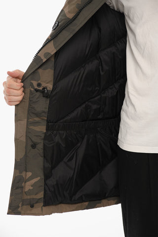Camouflage Down Jacket with Detachable Real Fur Trim