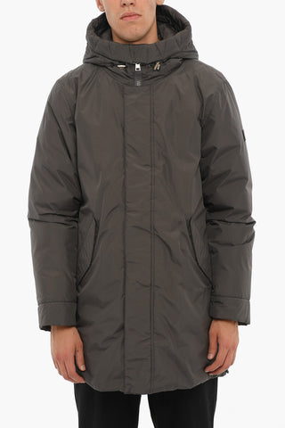 Hidded Closure Solid Color MARINE Down Jacket