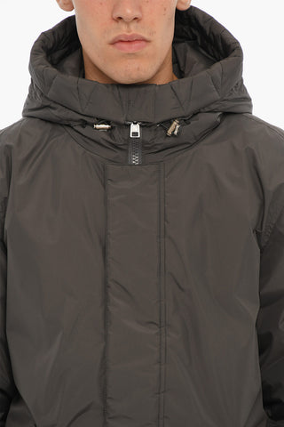Hidded Closure Solid Color MARINE Down Jacket