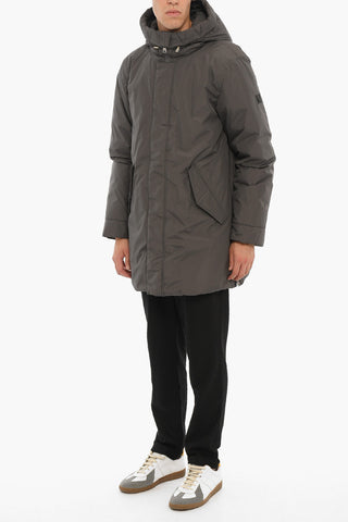 Hidded Closure Solid Color MARINE Down Jacket